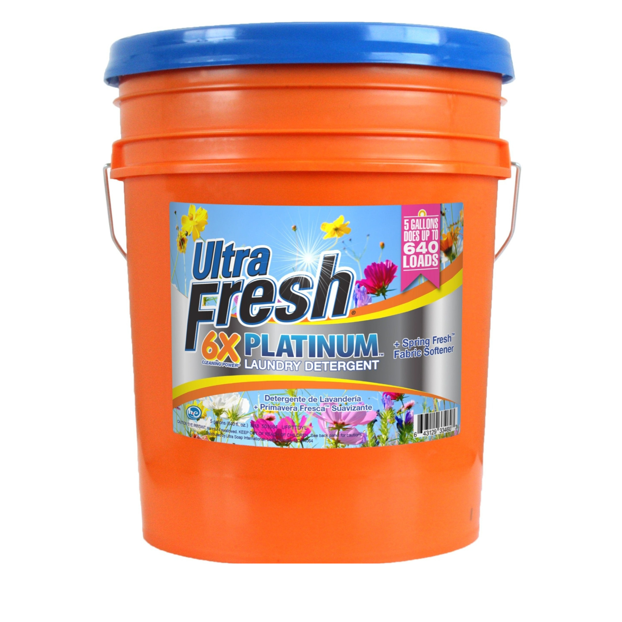 Ultra Fresh Platinum Original Blue 6X Laundry Detergent + Spring Fresh Fabric Softener - 5 Gallons