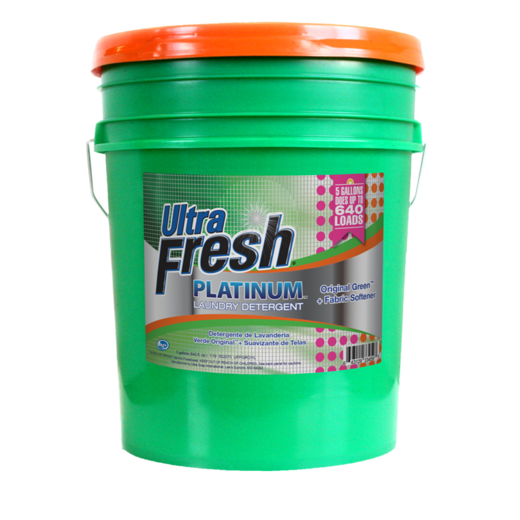 Ultra Fresh Platinum Original Green 3X Laundry Detergent + Fabric Softener - 5 Gallons