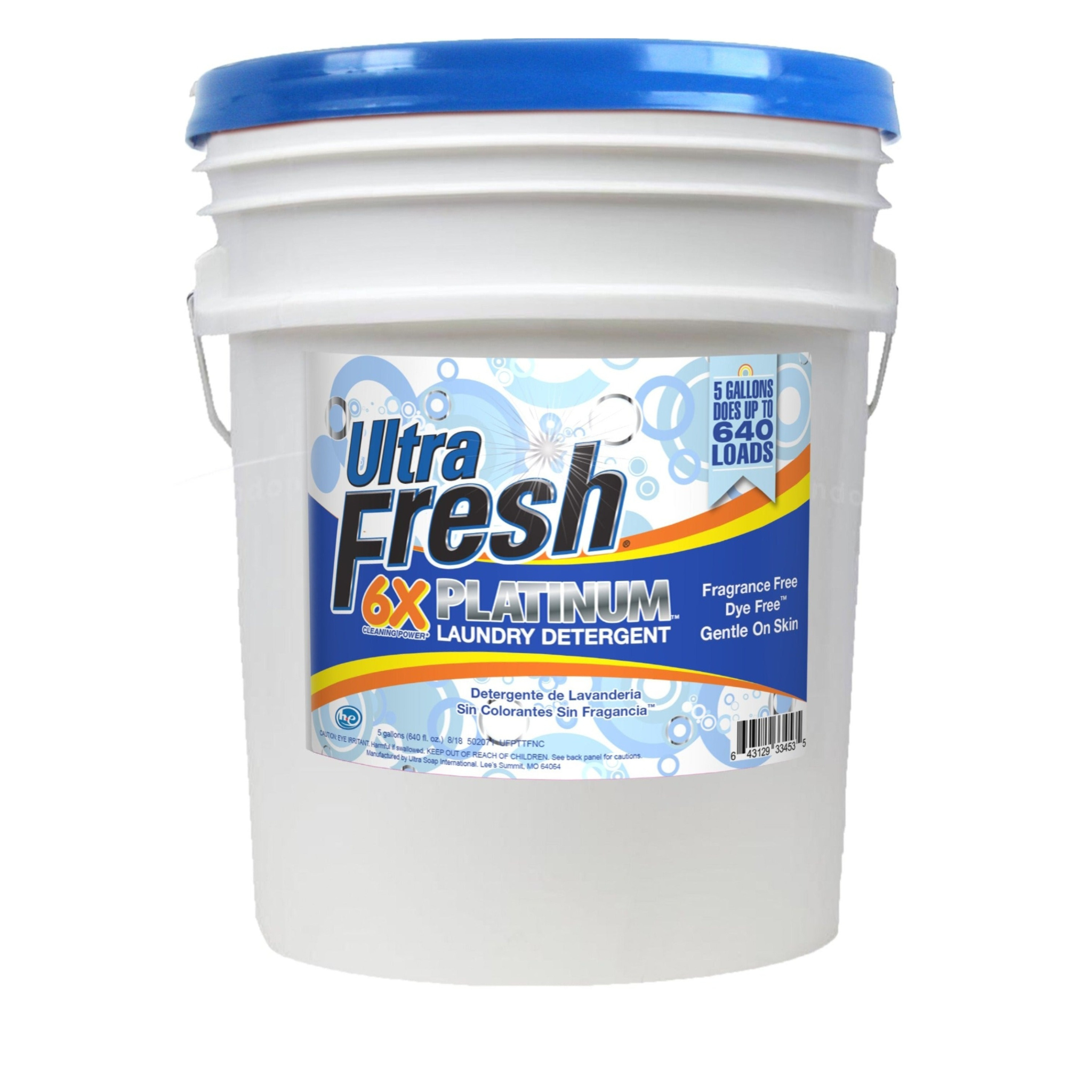 Ultra FreshPlatinum Fragrance Free & Dye Free 6X Laundry Detergent - 5 Gallons