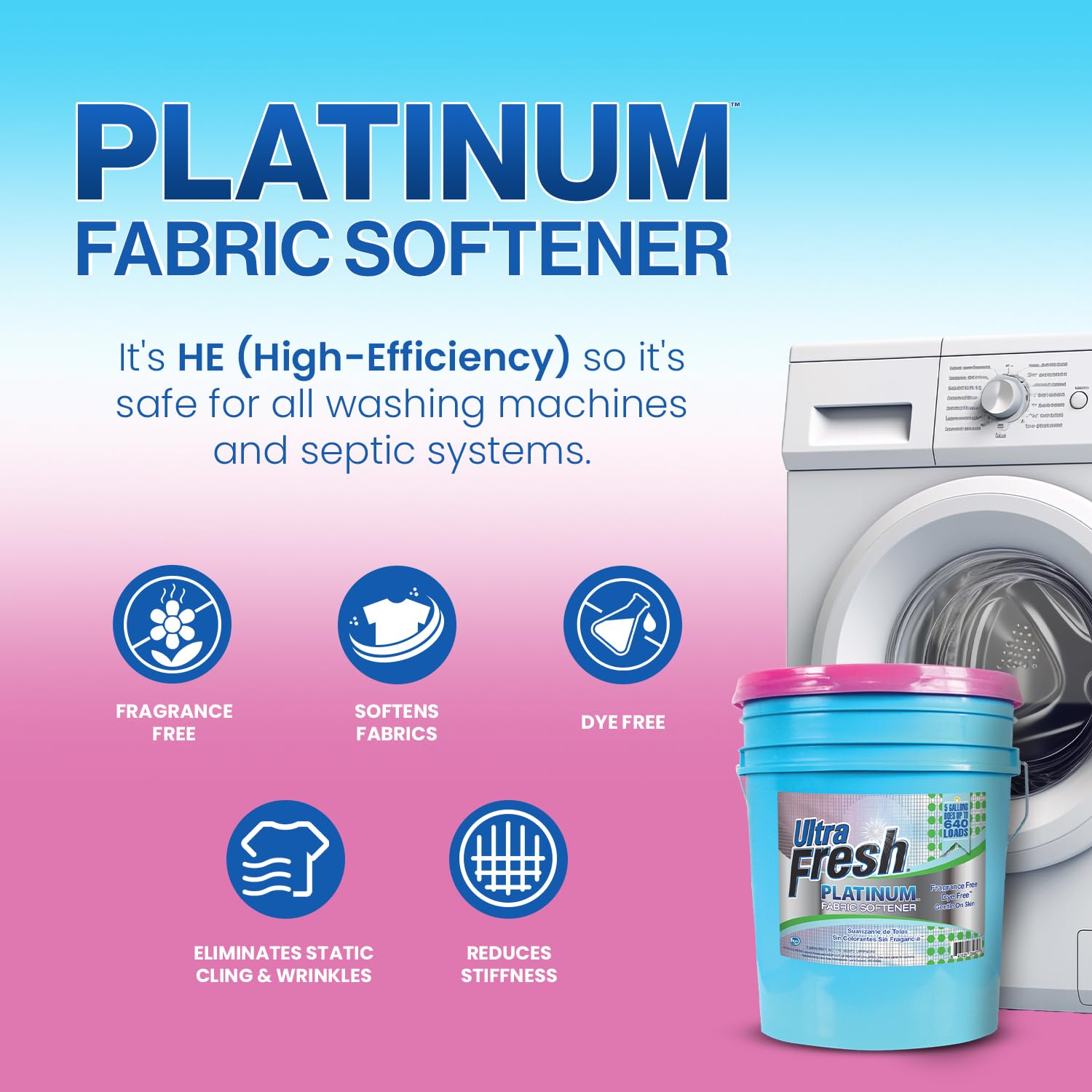 Ultra Fresh® Platinum™ Fabric Softener - Spring Fresh™ - 5 Gallons