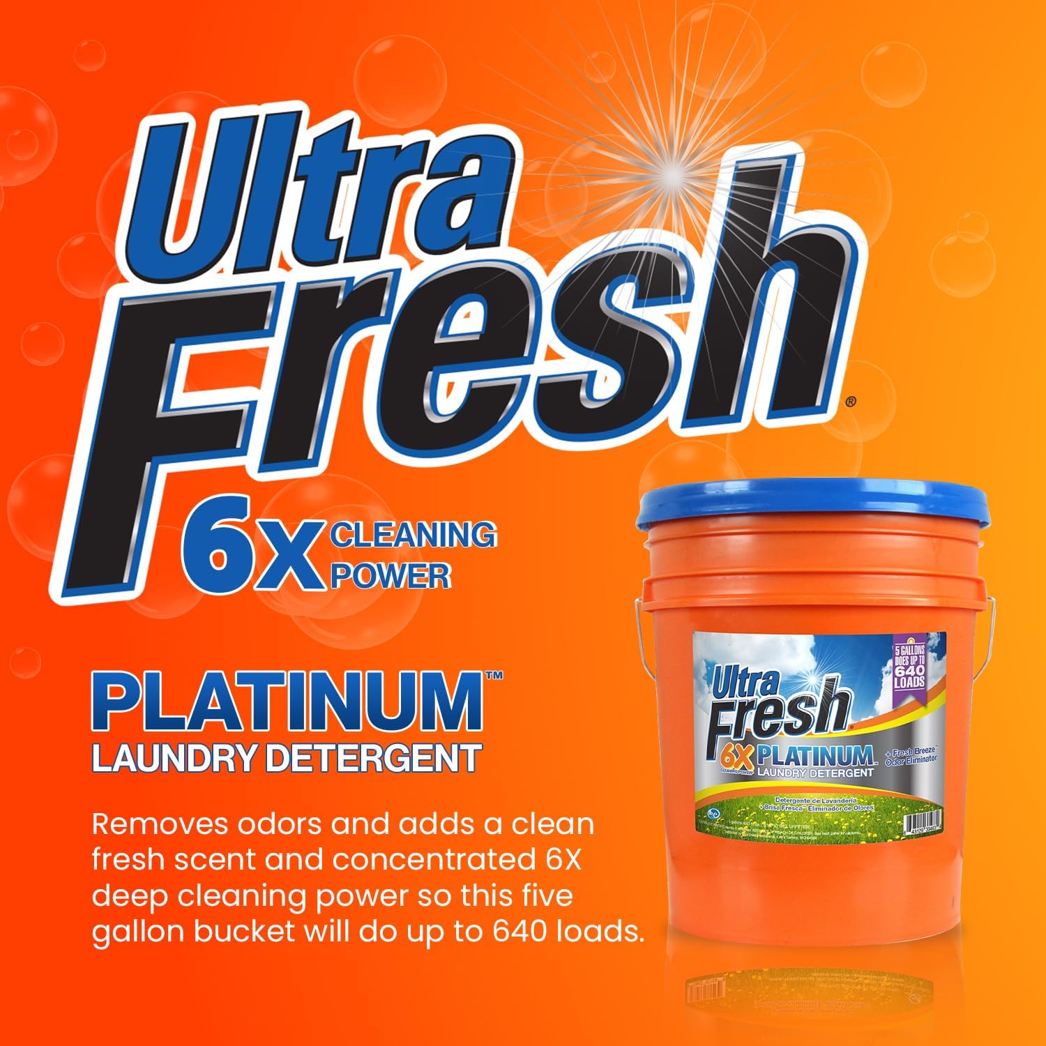 Ultra Fresh® 6X Platinum™ Laundry Detergent + Fresh Breeze™ Odor Eliminator - 5 Gallons