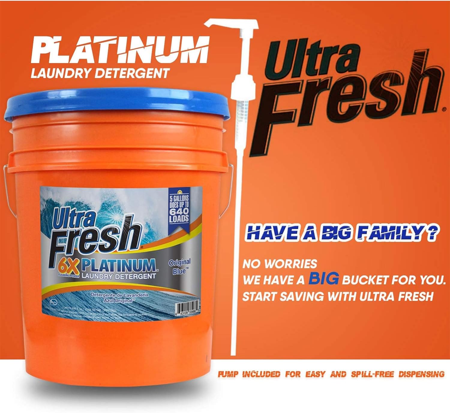 Ultra Fresh® 6X Platinum™ Laundry Detergent - Original Blue™ - 5 Gallons