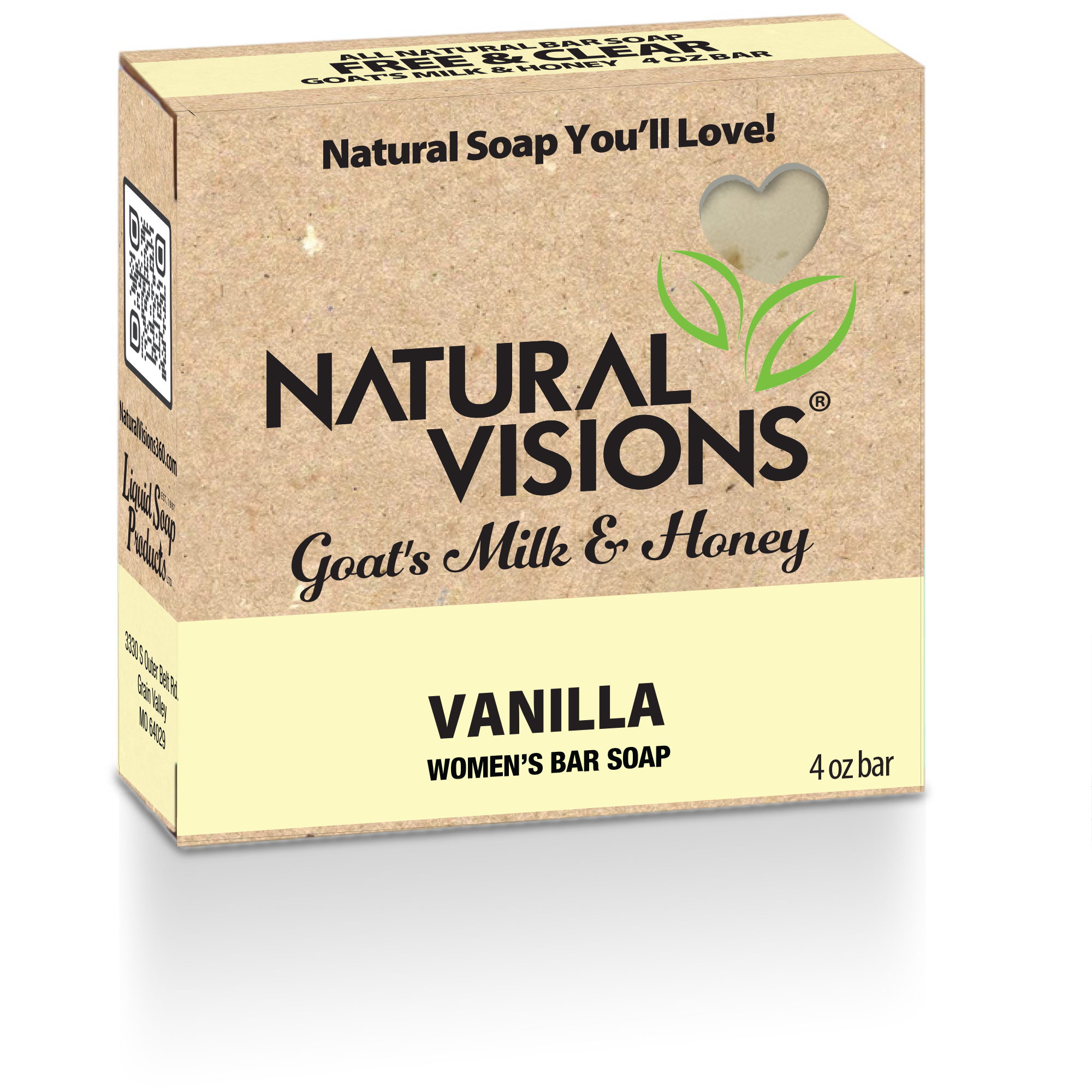 Natural Visions Goat's Milk & Honey - Women's Vanilla - 4 oz. Bar Soap