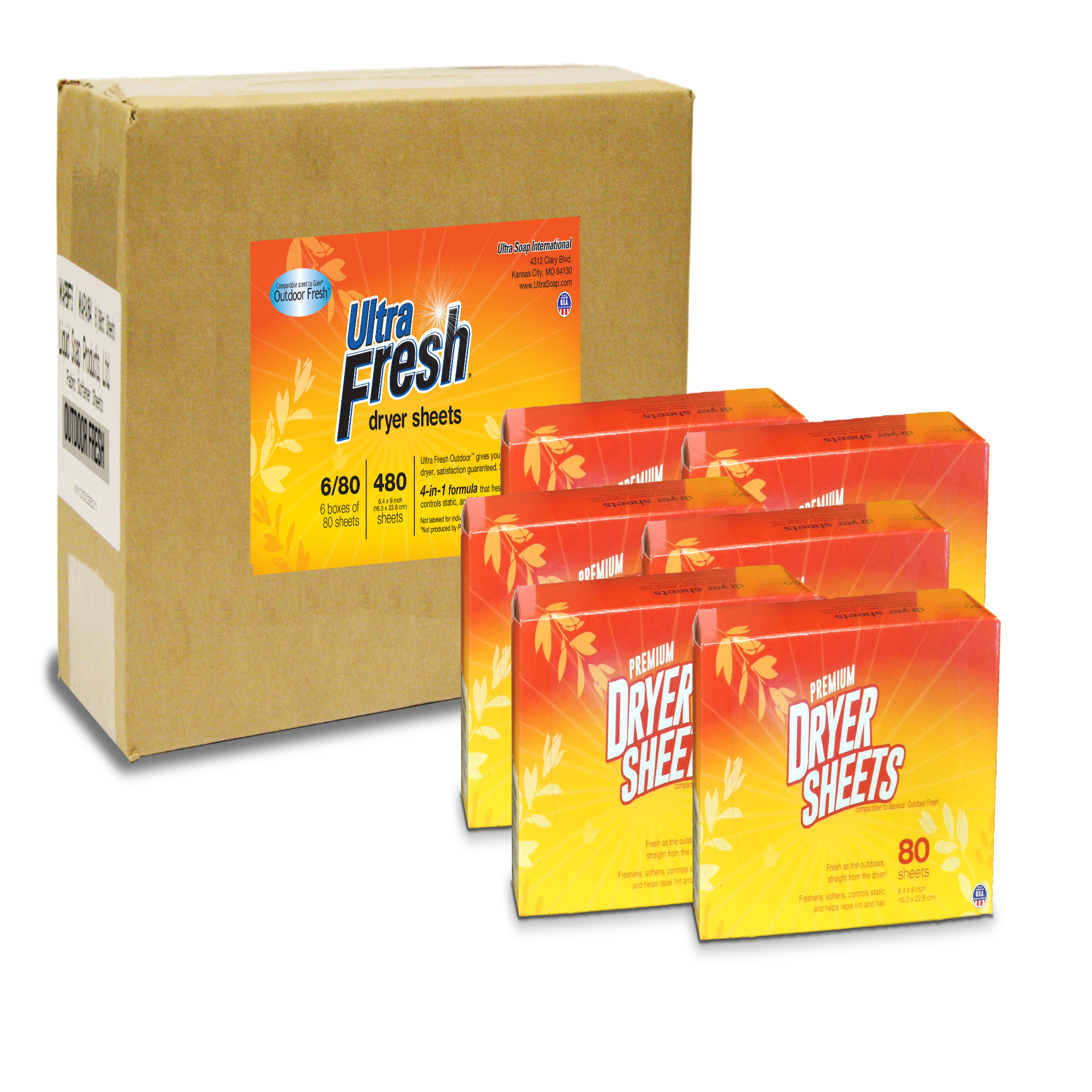 Ultra Fresh Outdoor Fresh Dryer Sheets - 6x80 Count